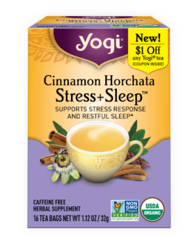 Yogi Cinnamon Horchata Stress + Sleep tea carton