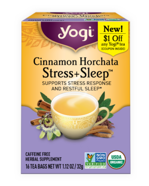 Yogi Cinnamon Horchata Stress + Sleep tea carton